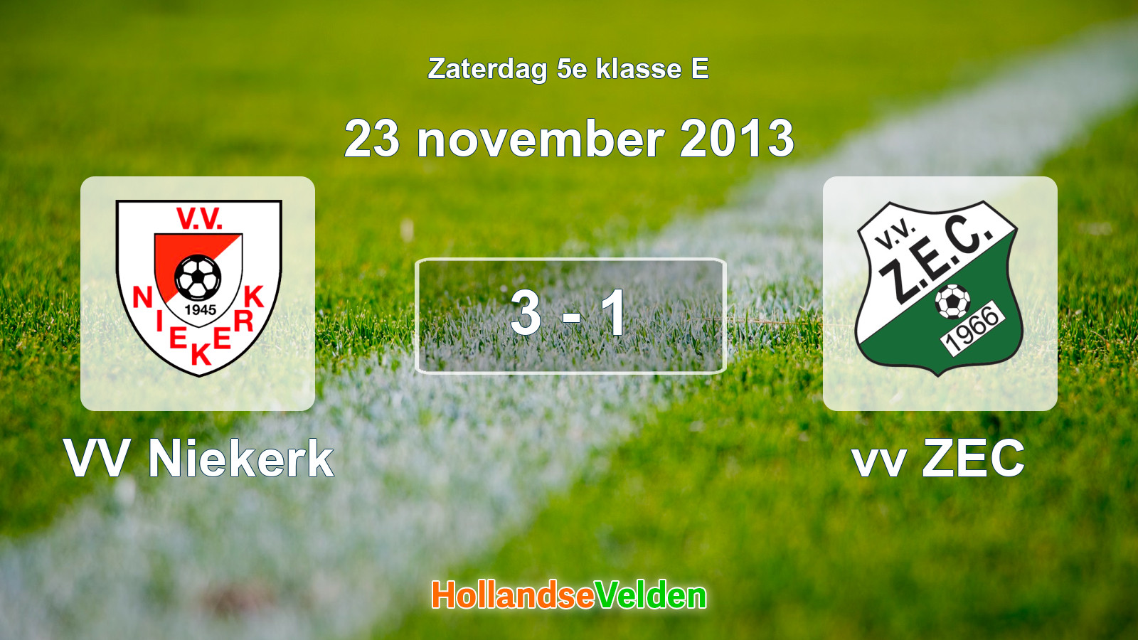 Gespeelde wedstrijd: VV Niekerk - vv ZEC 3 - 1 (23 november 2013)