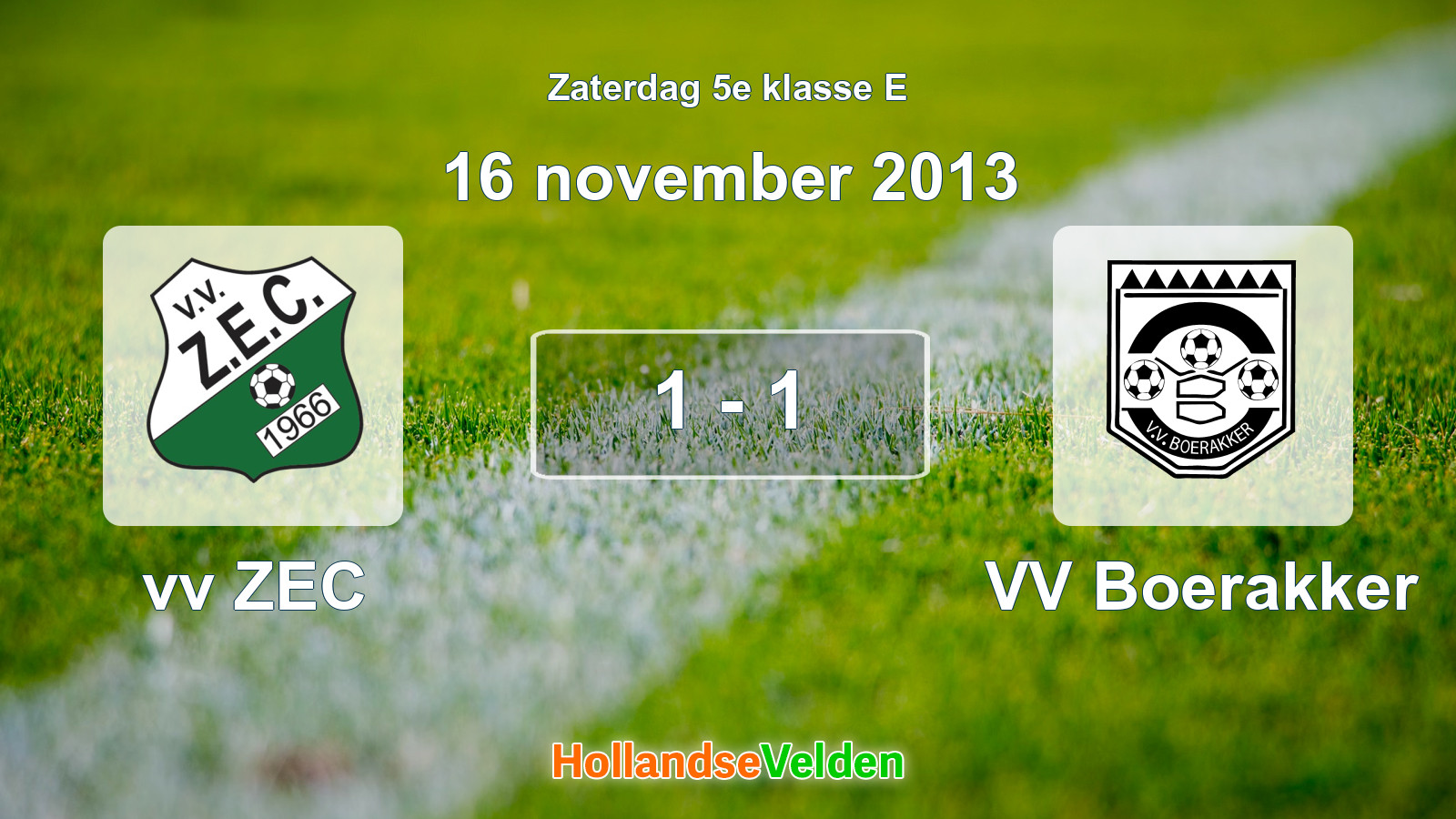 Gespeelde wedstrijd: vv ZEC - VV Boerakker 1 - 1 (16 november 2013)