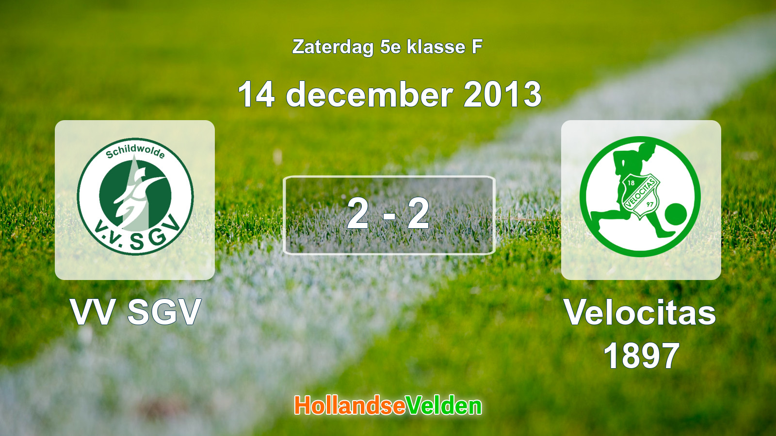 Gespeelde wedstrijd: VV SGV - Velocitas 1897 2 - 2 (14 december 2013)