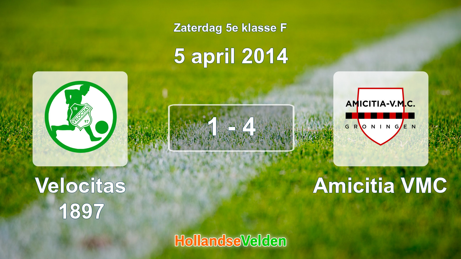 Gespeelde wedstrijd: Velocitas 1897 - Amicitia VMC 1 - 4 (5 april 2014)