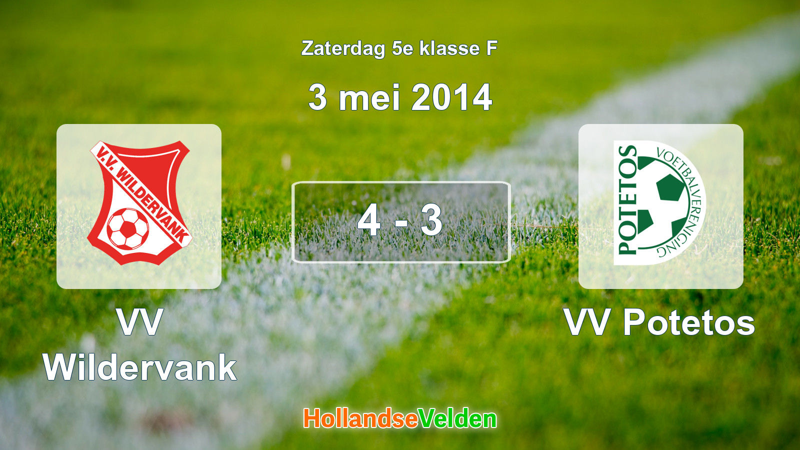 Gespeelde wedstrijd: VV Wildervank - VV Potetos 4 - 3 (3 mei 2014)