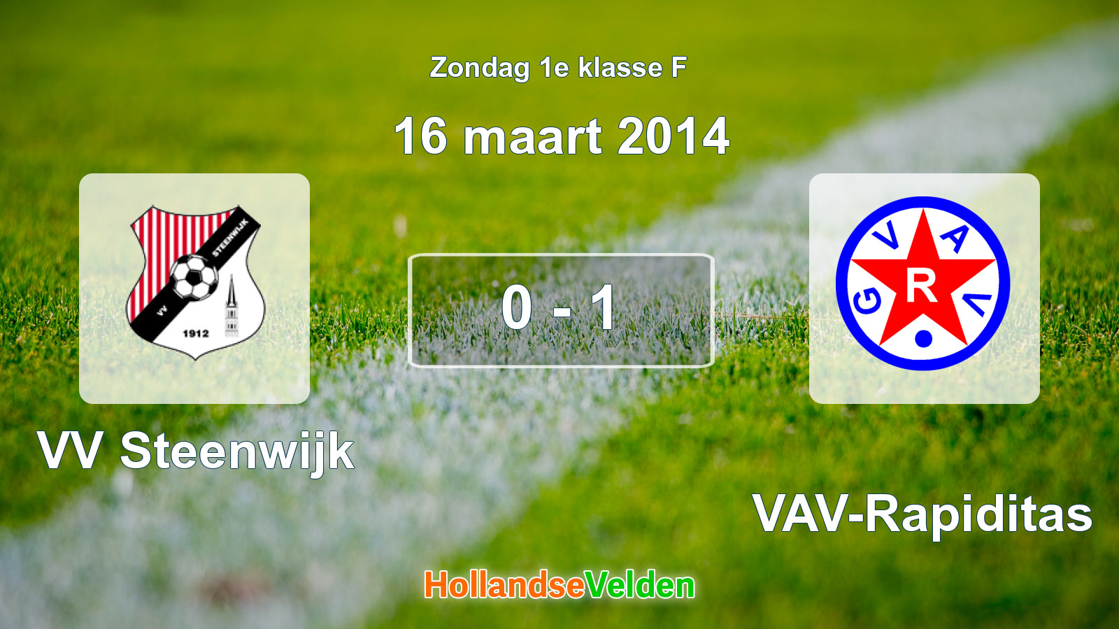Gespeelde wedstrijd: VV Steenwijk - GVAV-Rapiditas 0 - 1 (16 maart 2014)