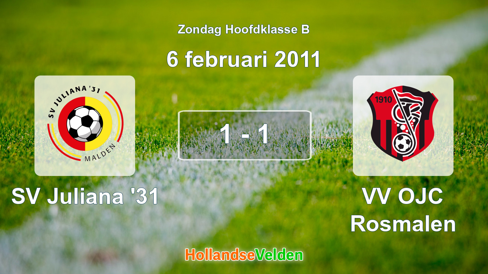 Gespeelde wedstrijd: SV Juliana '31 - VV OJC Rosmalen 1 - 1 (6 februari 2011)
