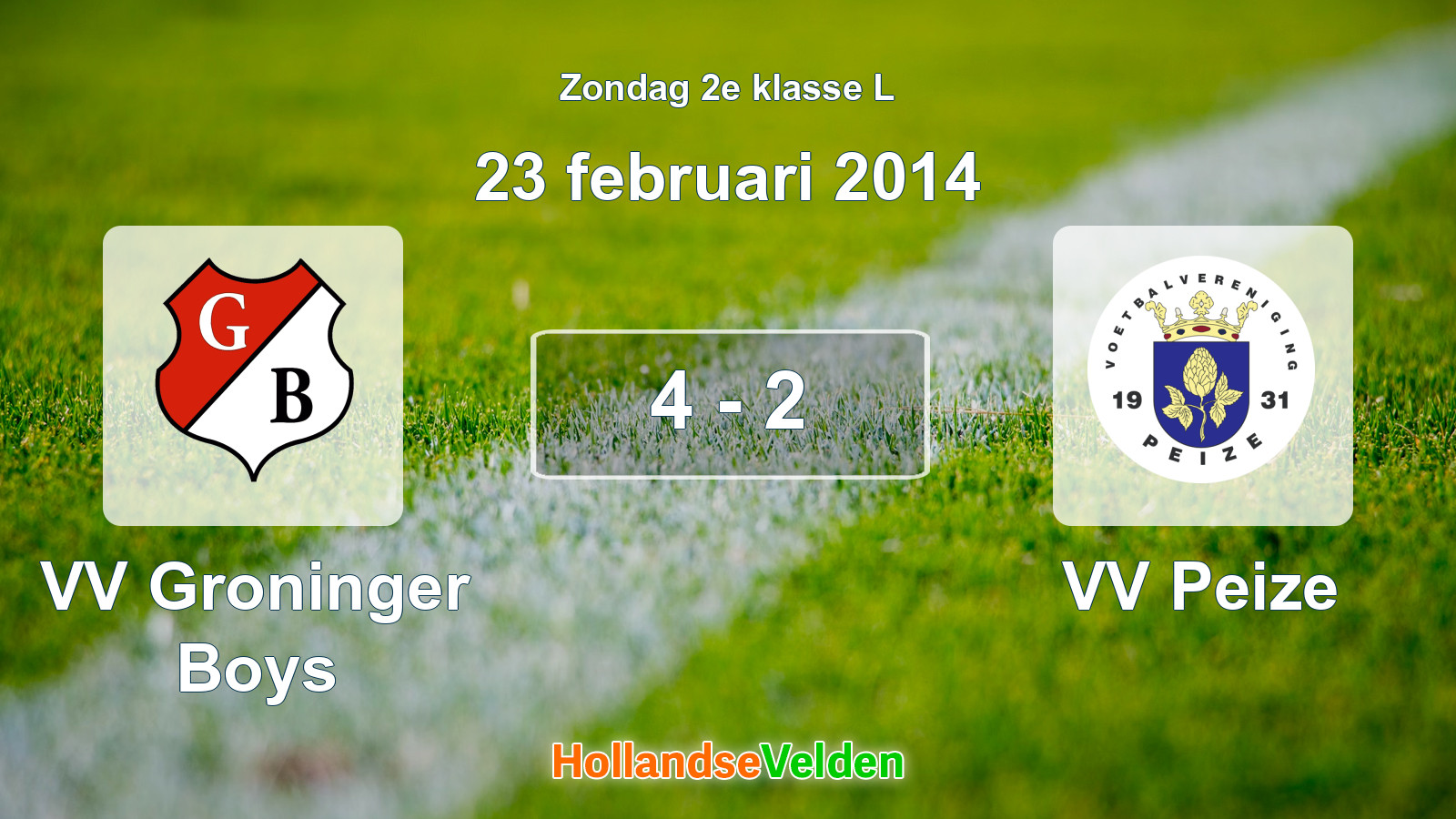 Gespeelde wedstrijd: VV Groninger Boys - VV Peize 4 - 2 (23 februari 2014)