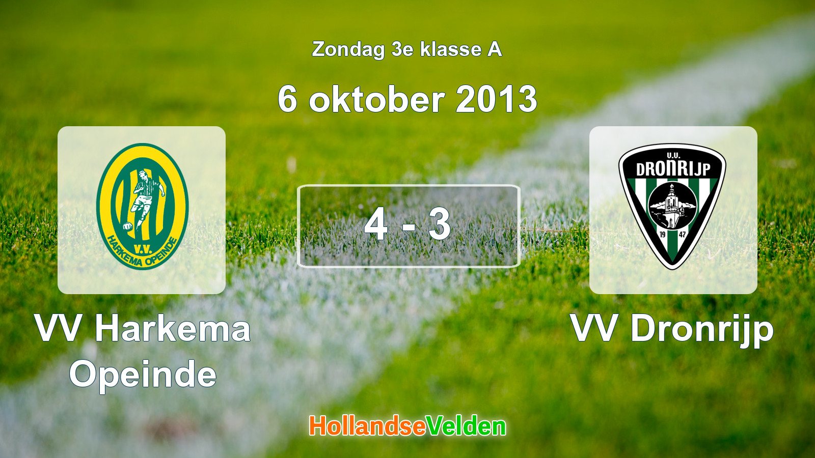 Gespeelde wedstrijd: VV Harkema Opeinde - VV Dronrijp 4 - 3 (6 oktober 2013)