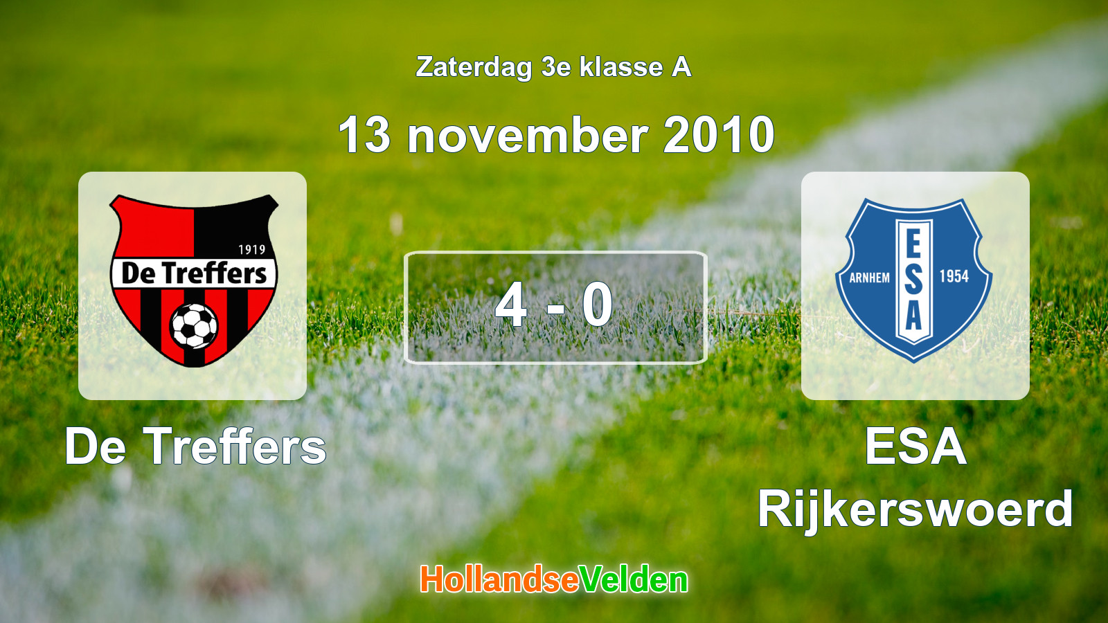 Gespeelde wedstrijd: De Treffers - ESA Rijkerswoerd 4 - 0 (13 november 2010)