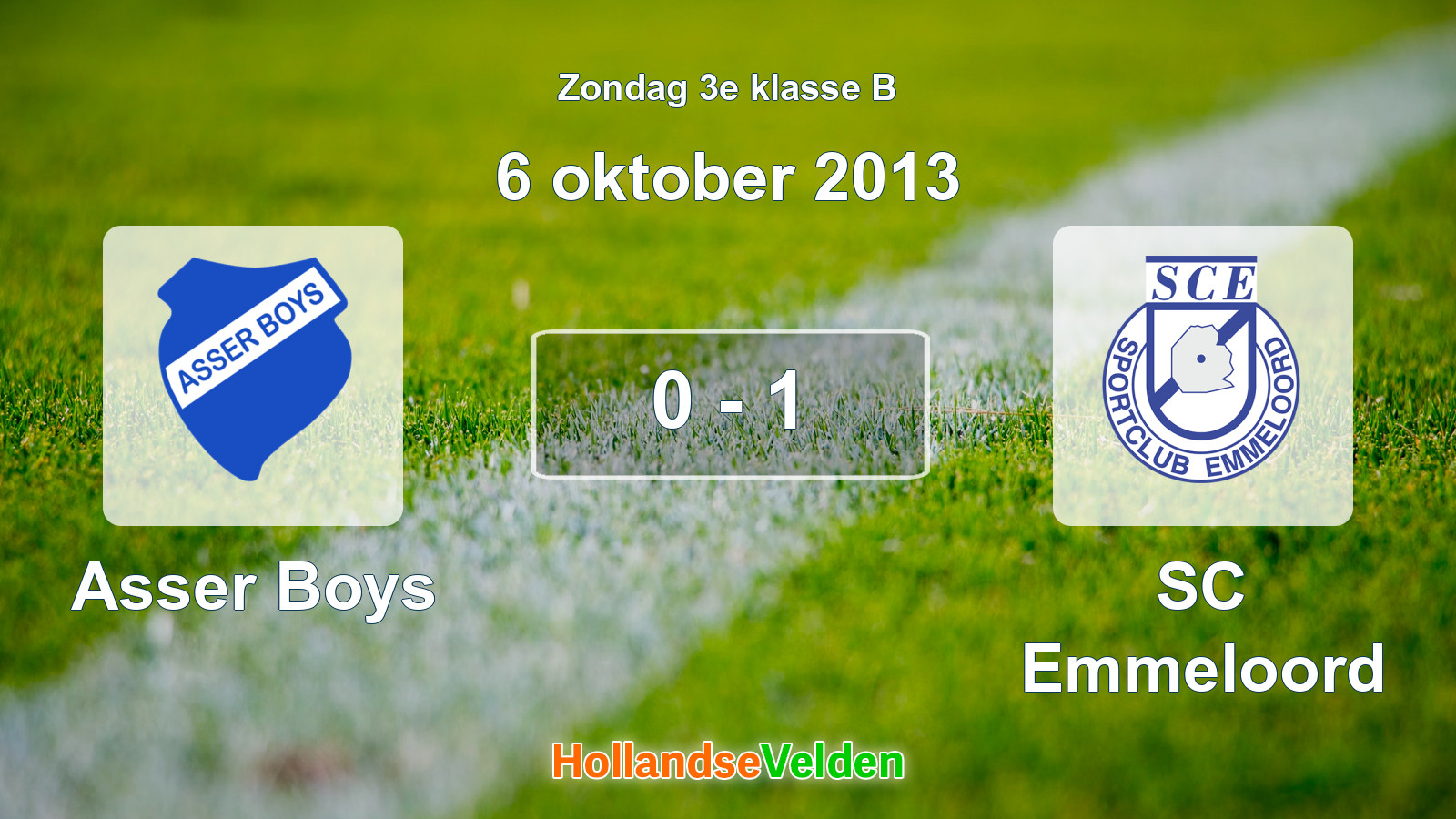 Gespeelde wedstrijd: Asser Boys - SC Emmeloord 0 - 1 (6 oktober 2013)