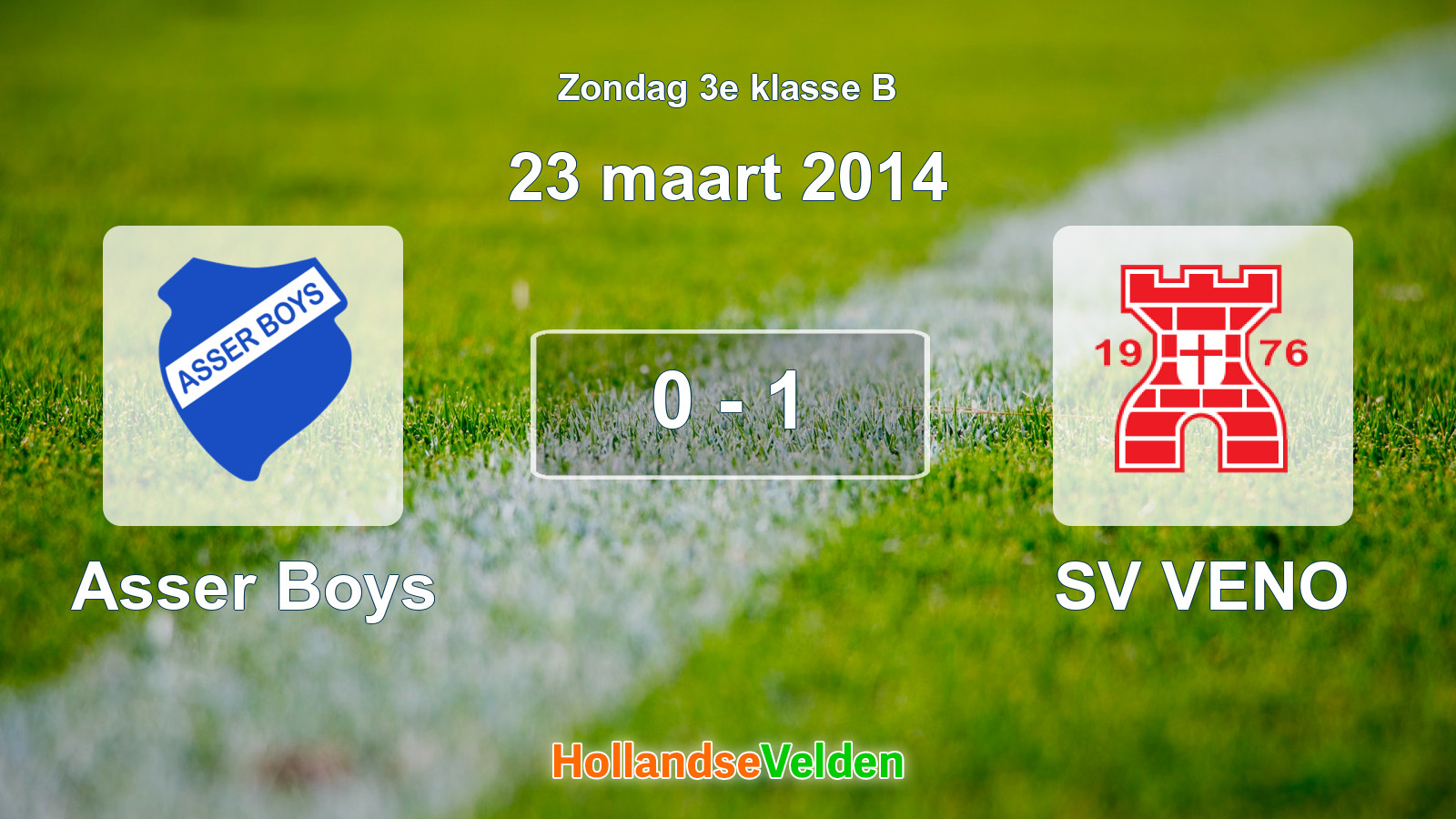 Gespeelde wedstrijd: Asser Boys - SV VENO 0 - 1 (23 maart 2014)