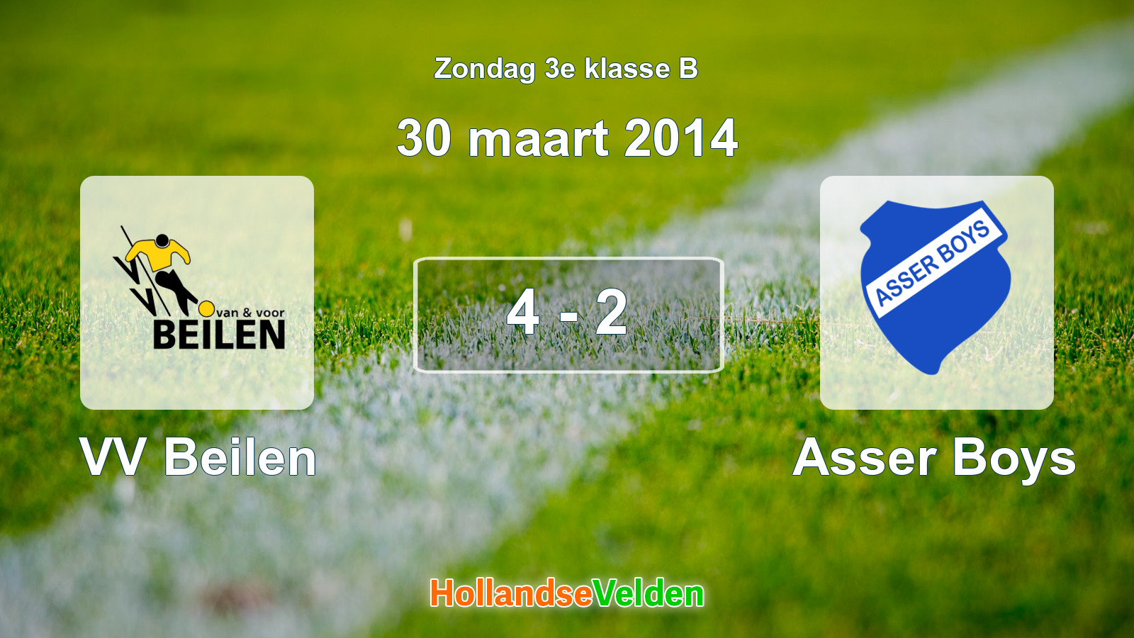 Gespeelde wedstrijd: VV Beilen - Asser Boys 4 - 2 (30 maart 2014)