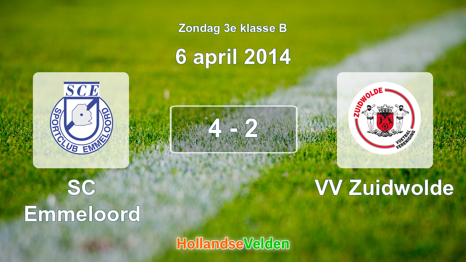 Gespeelde wedstrijd: SC Emmeloord - VV Zuidwolde 4 - 2 (6 april 2014)