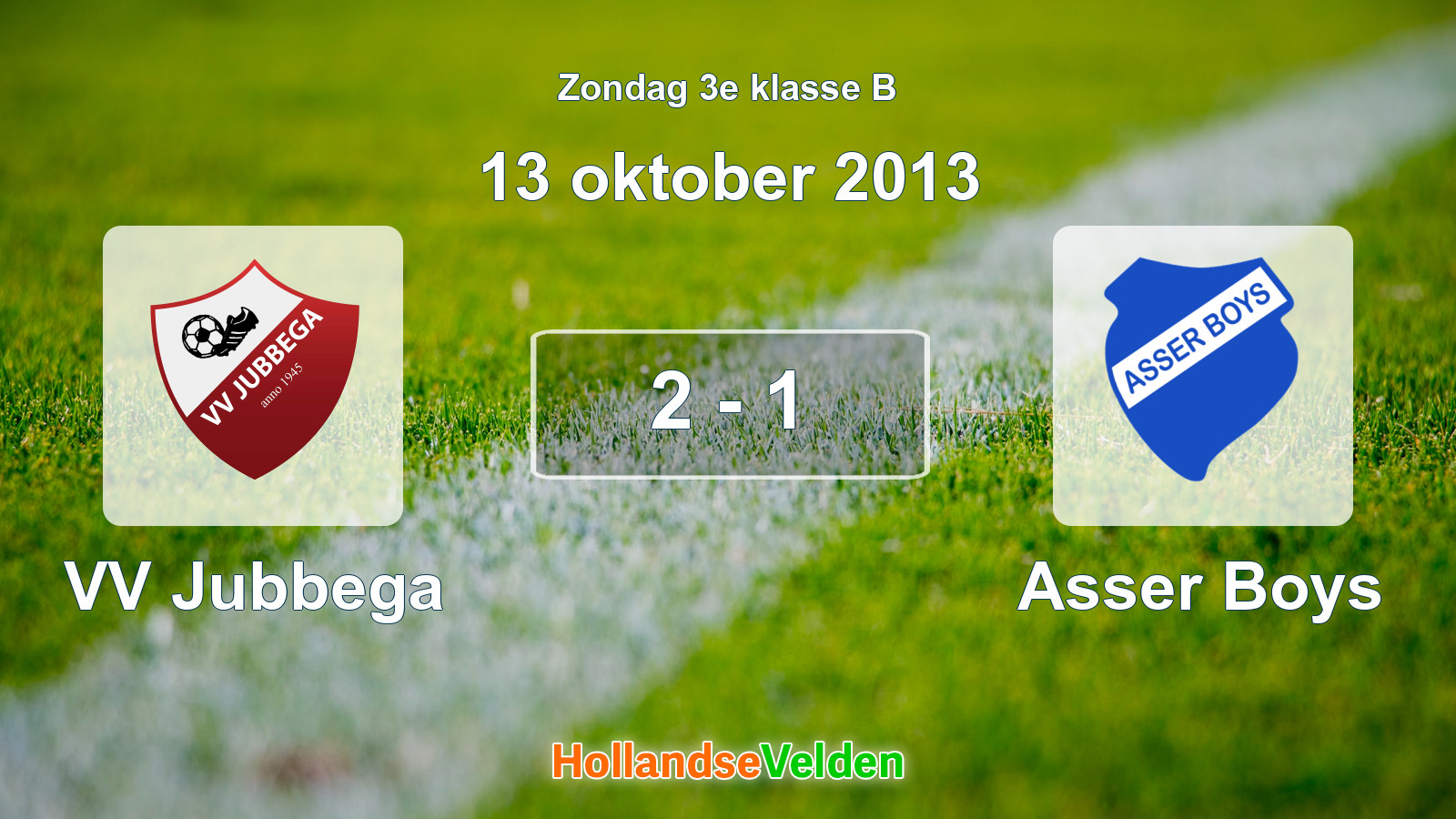 Gespeelde wedstrijd: VV Jubbega - Asser Boys 2 - 1 (13 oktober 2013)