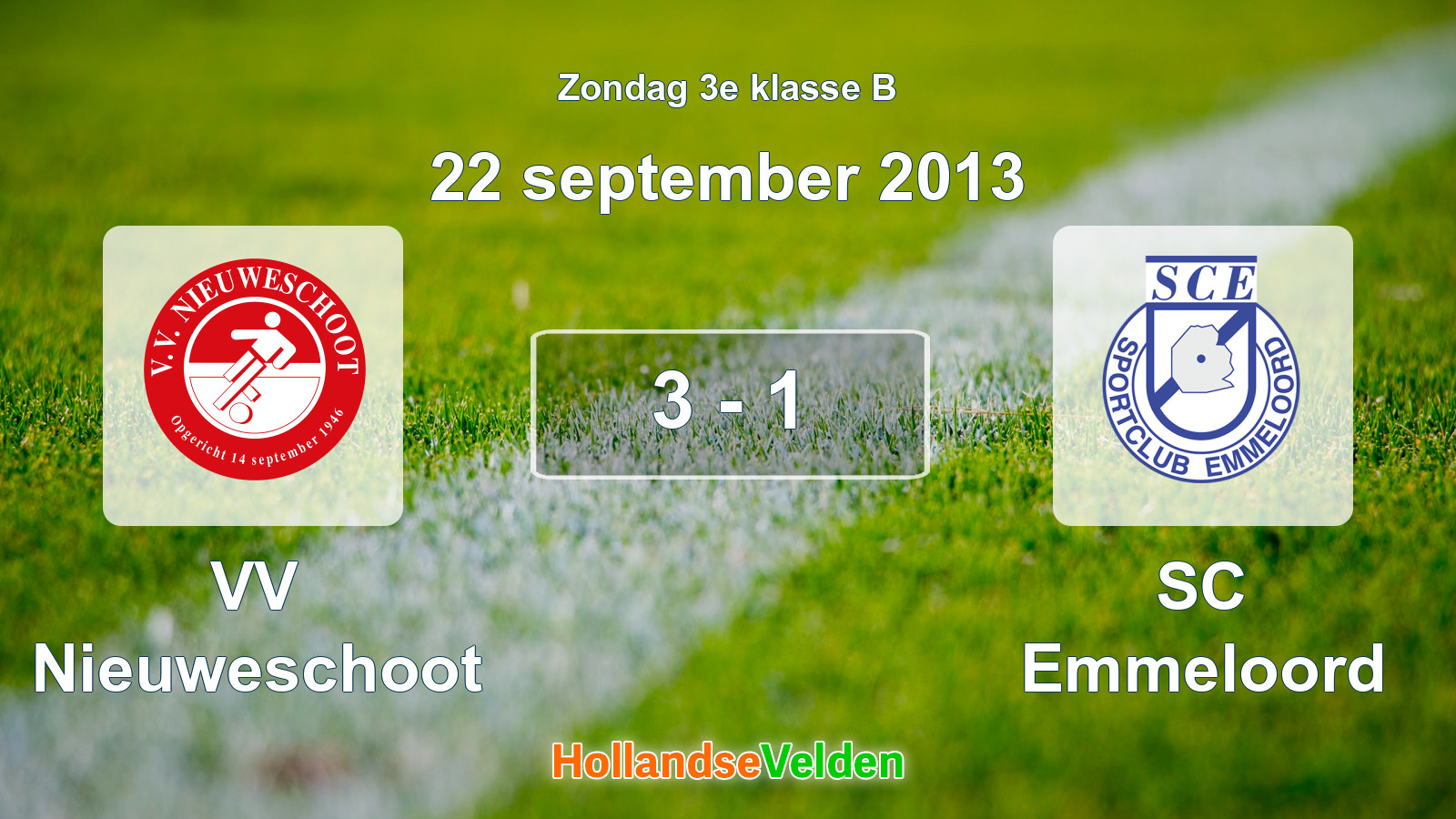 Gespeelde wedstrijd: VV Nieuweschoot - SC Emmeloord 3 - 1 (22 september 2013)