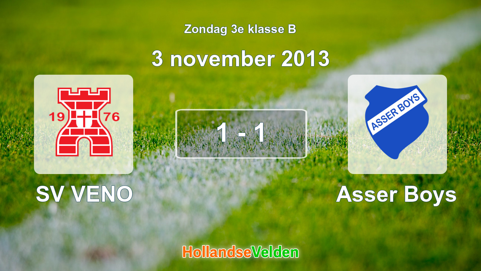 Gespeelde wedstrijd: SV VENO - Asser Boys 1 - 1 (3 november 2013)