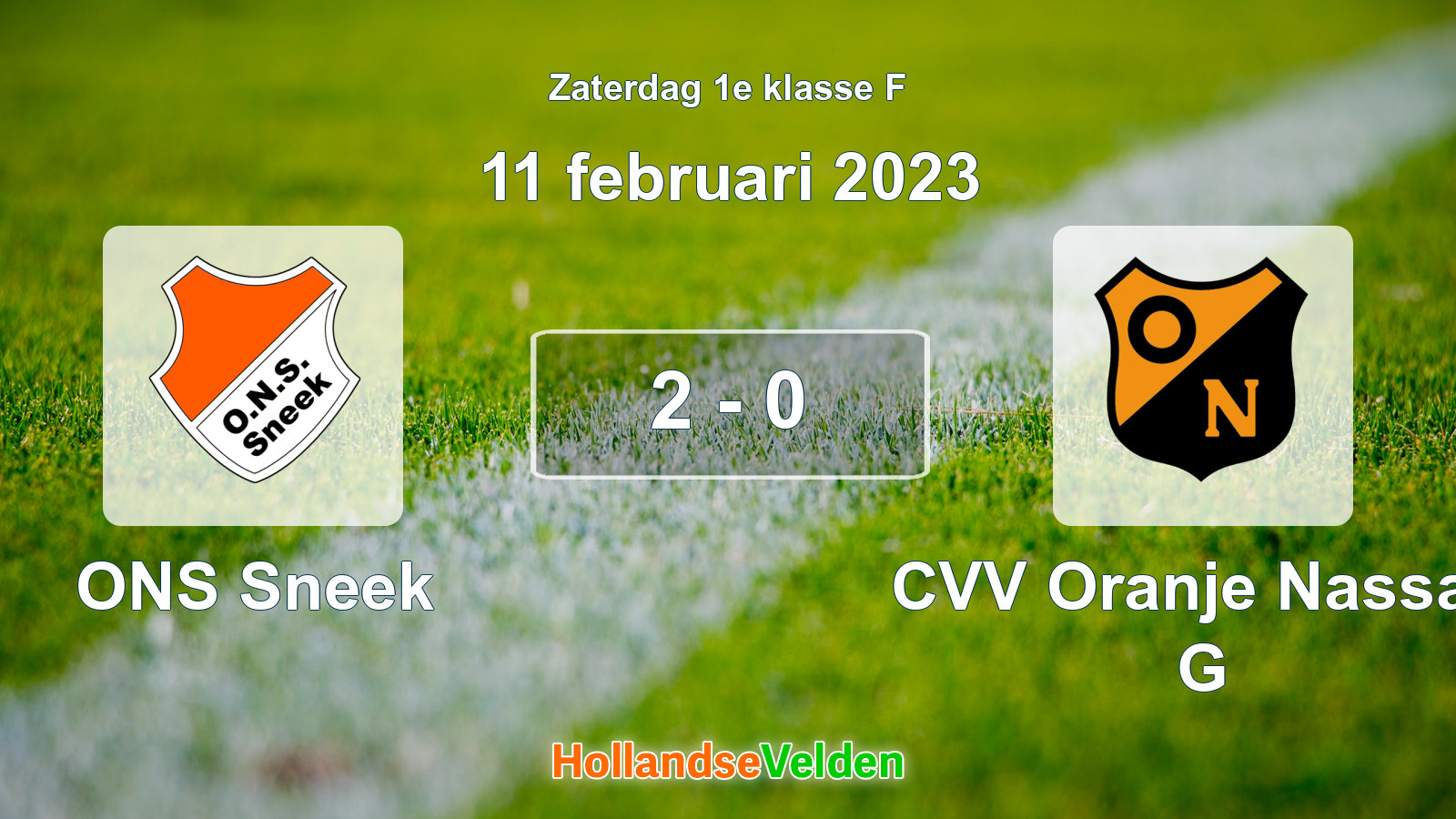 Gespeelde wedstrijd: ONS Sneek - CVV Oranje Nassau G 2 - 0 (11 februari 2023)