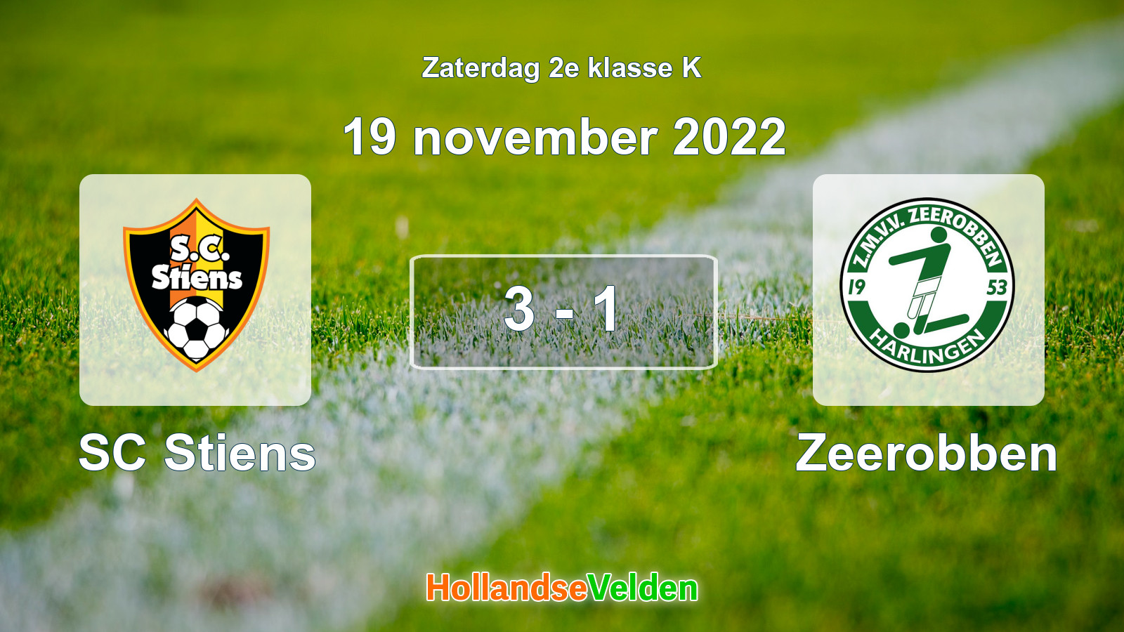 Gespeelde wedstrijd: SC Stiens - Zeerobben 3 - 1 (19 november 2022)
