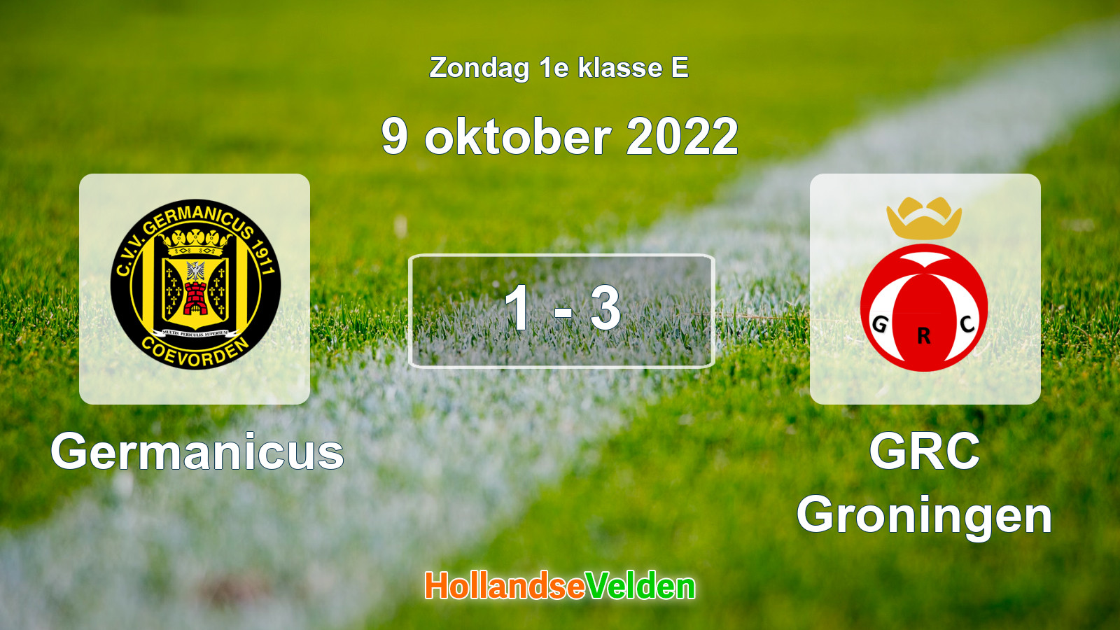 Gespeelde wedstrijd: Germanicus - GRC Groningen 1 - 3 (9 oktober 2022)