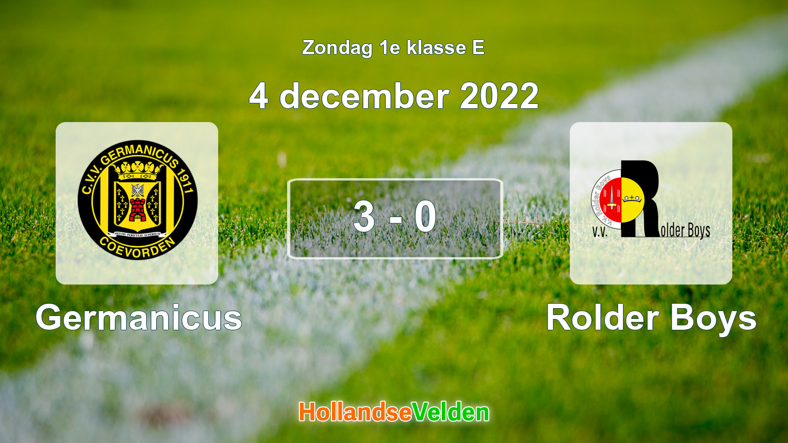 Gespeelde wedstrijd: Germanicus - Rolder Boys 3 - 0 (4 december 2022)
