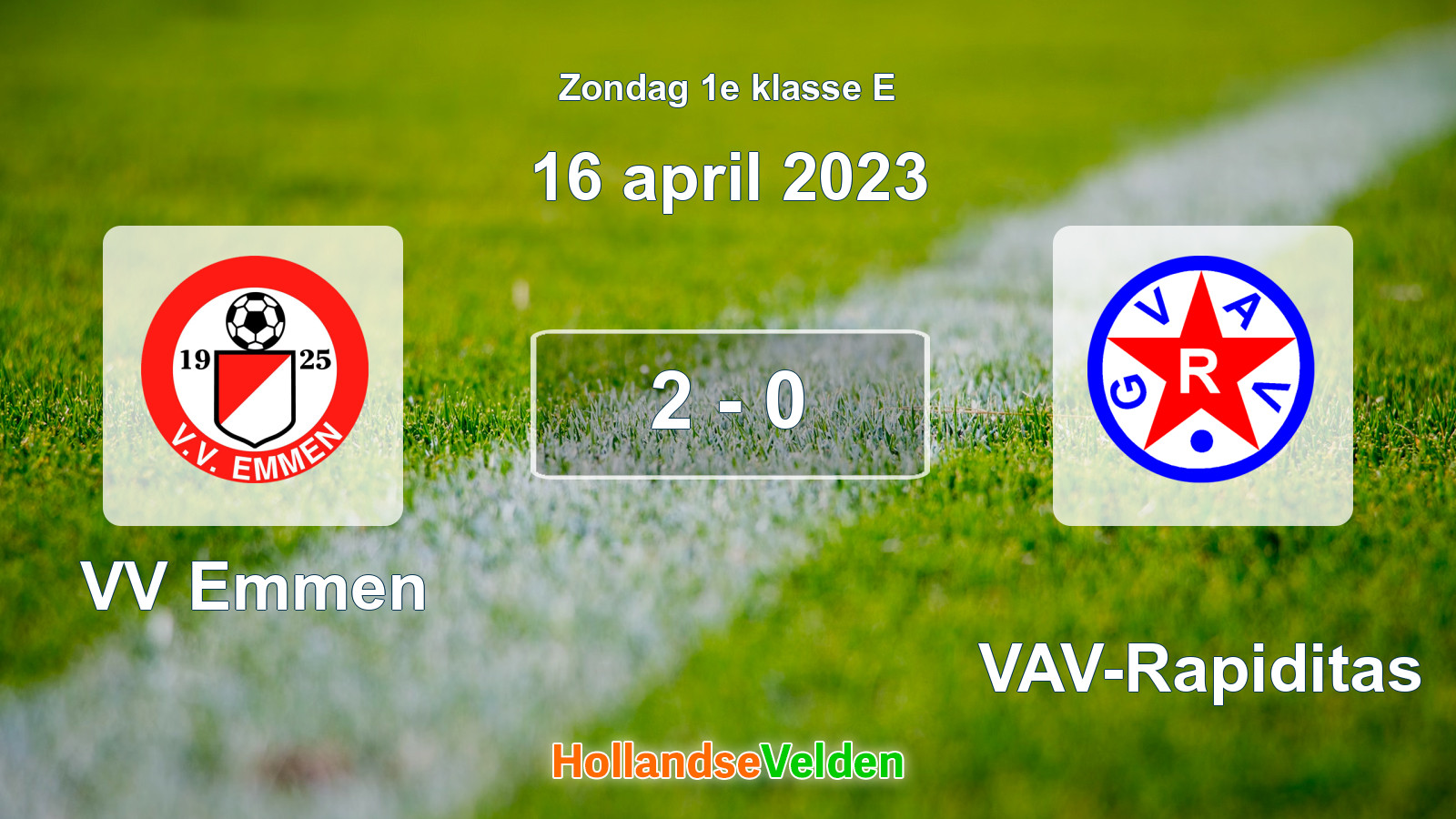 Gespeelde wedstrijd: VV Emmen - GVAV-Rapiditas 2 - 0 (16 april 2023)