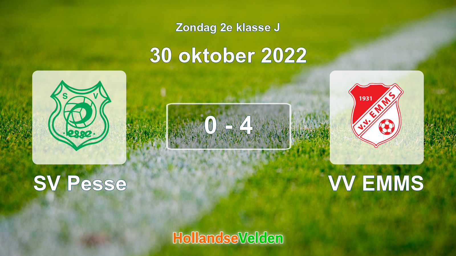 Gespeelde wedstrijd: SV Pesse - VV EMMS 0 - 4 (30 oktober 2022)
