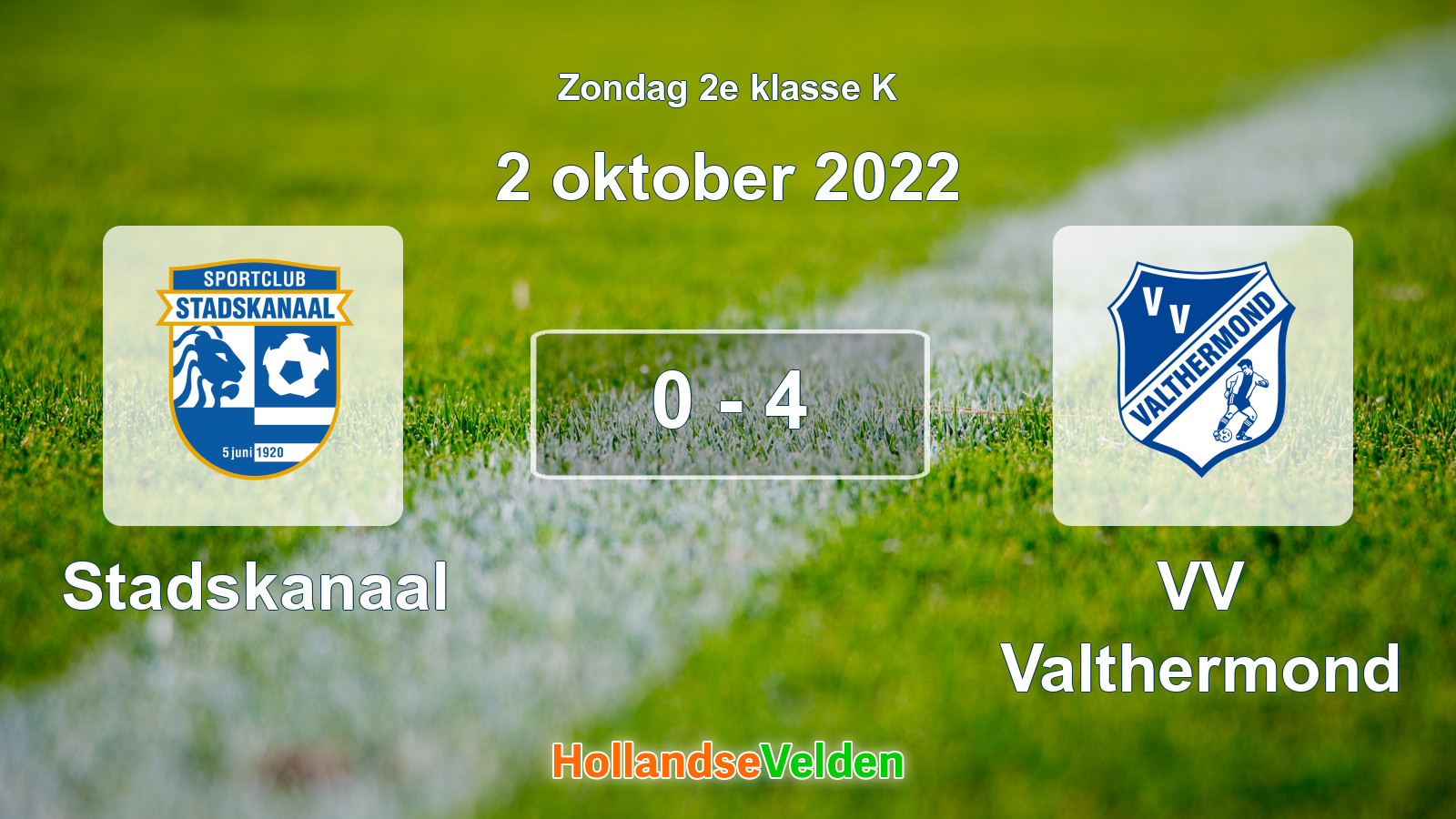 Gespeelde wedstrijd: Stadskanaal - VV Valthermond 0 - 4 (2 oktober 2022)