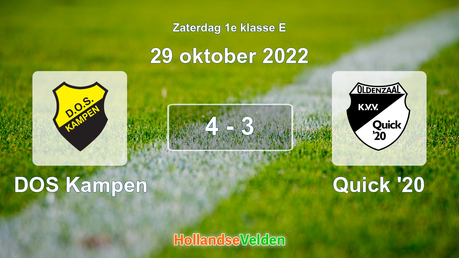 Gespeelde wedstrijd: DOS Kampen - Quick '20 4 - 3 (29 oktober 2022)