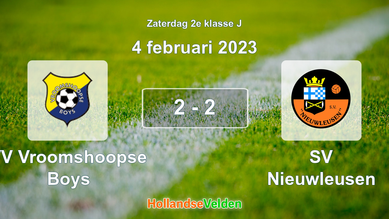 Gespeelde wedstrijd: VV Vroomshoopse Boys - SV Nieuwleusen 2 - 2 (4 februari 2023)