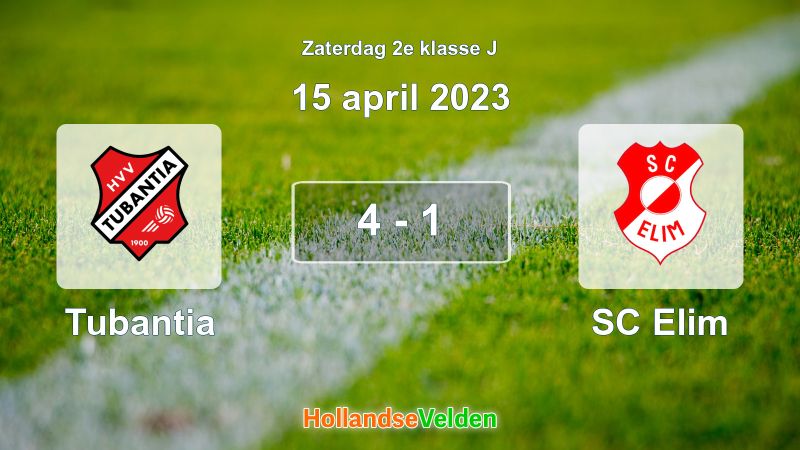 Gespeelde wedstrijd: Tubantia - SC Elim 4 - 1 (15 april 2023)