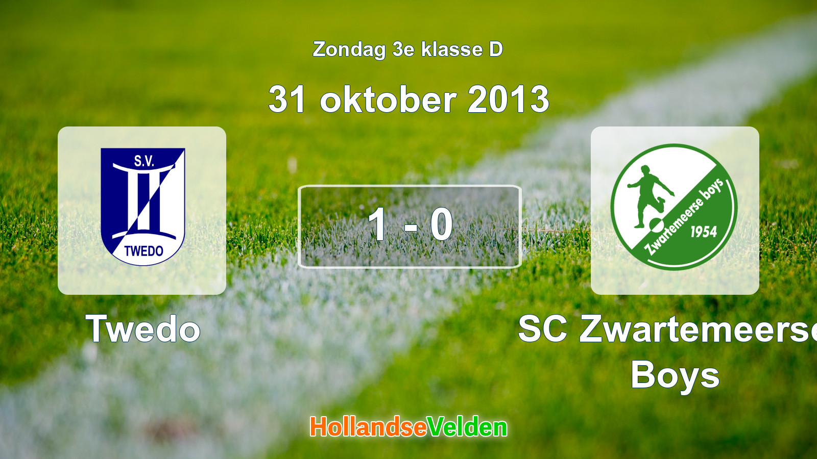 Gespeelde wedstrijd: Twedo - SC Zwartemeerse Boys 1 - 0 (31 oktober 2013)