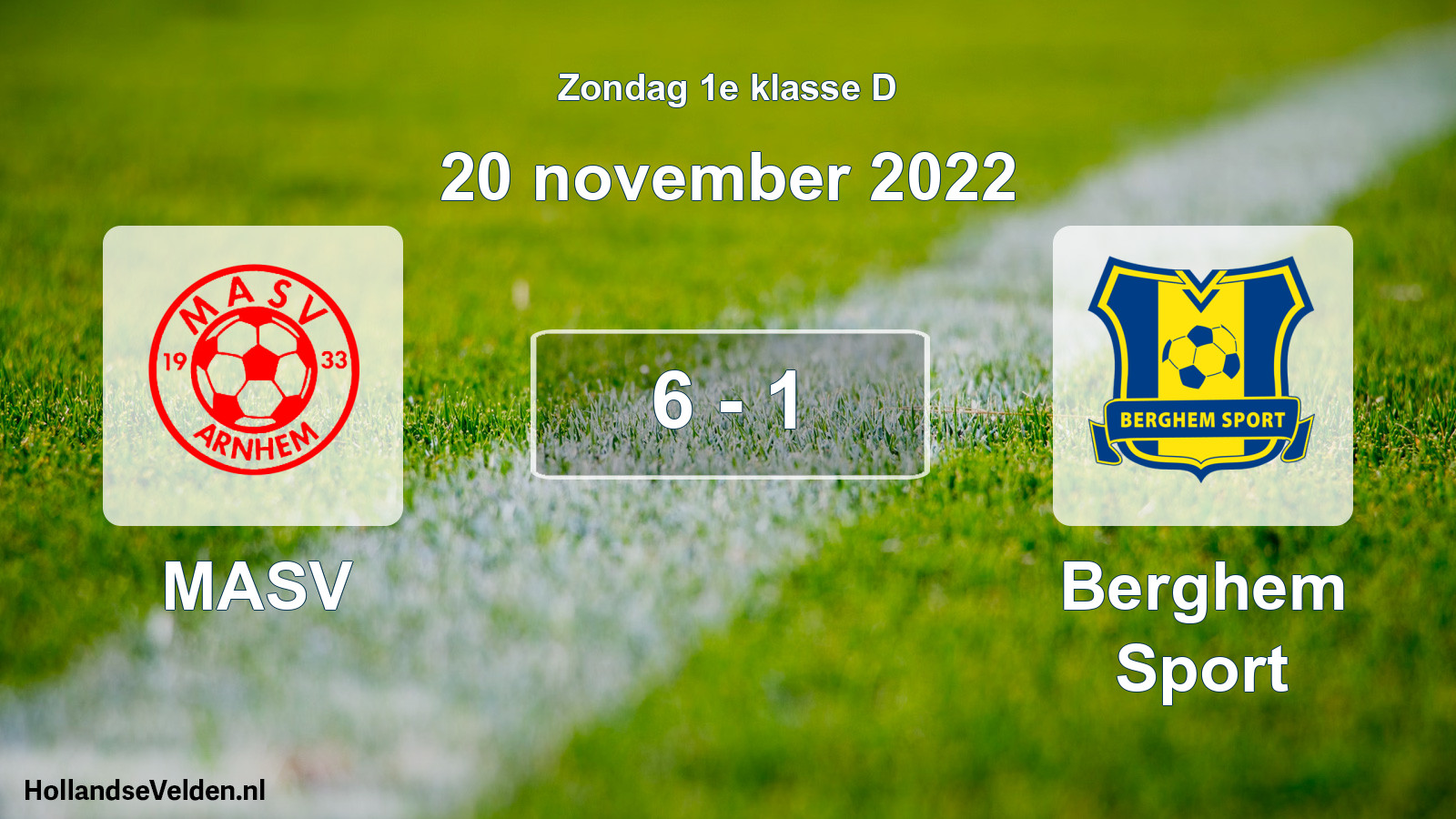 Gespeelde wedstrijd: MASV - Berghem Sport 6 - 1 (20 november 2022)