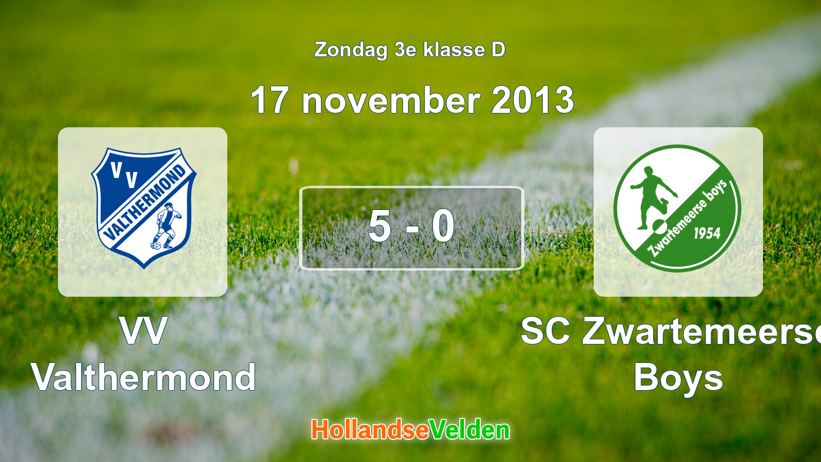 Gespeelde wedstrijd: VV Valthermond - SC Zwartemeerse Boys 5 - 0 (17 november 2013)
