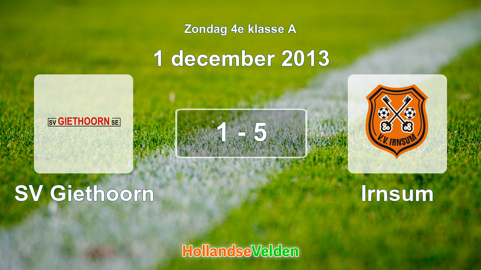 Gespeelde wedstrijd: SV Giethoorn - Irnsum 1 - 5 (1 december 2013)