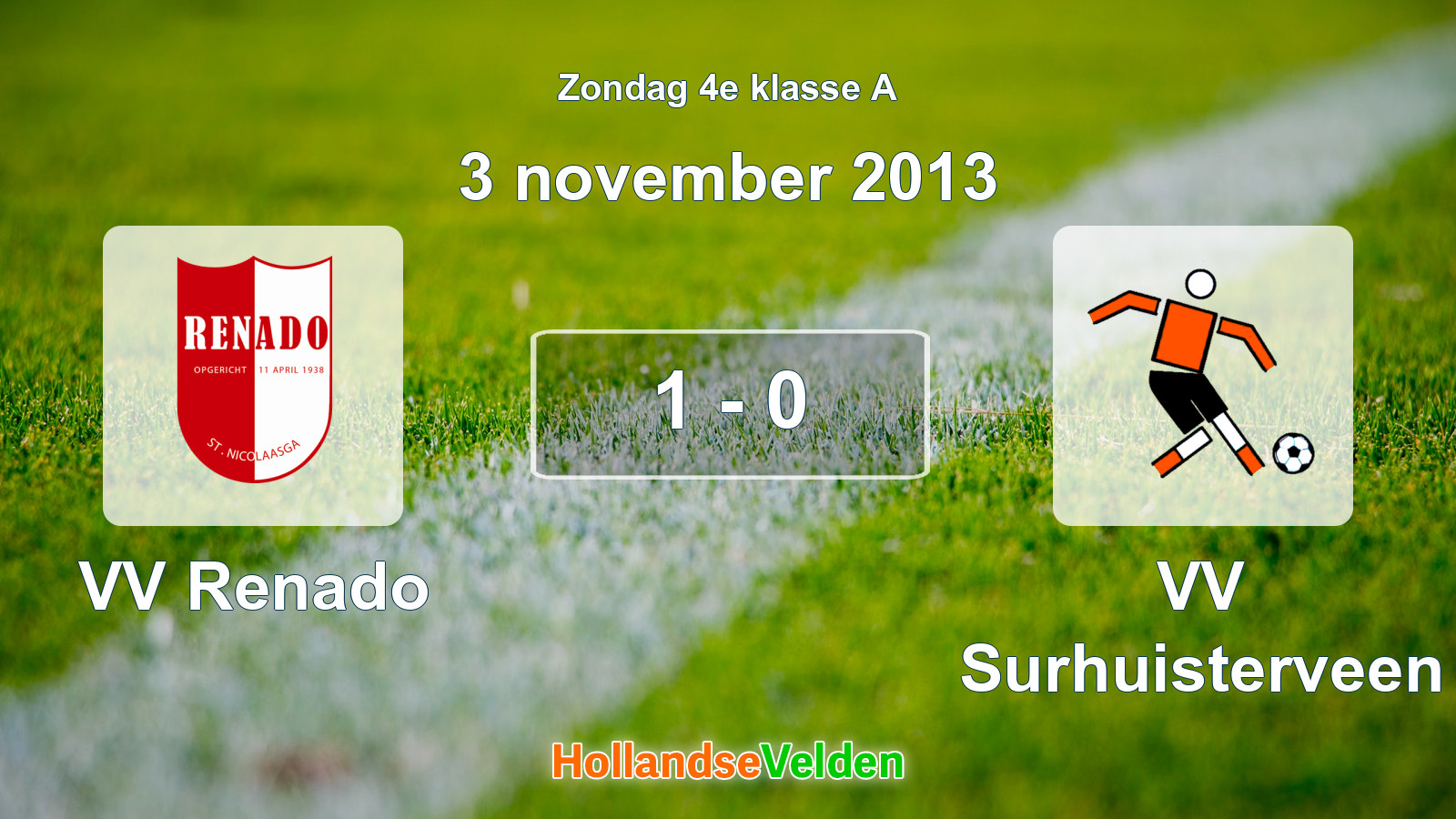 Gespeelde wedstrijd: VV Renado - VV Surhuisterveen 1 - 0 (3 november 2013)