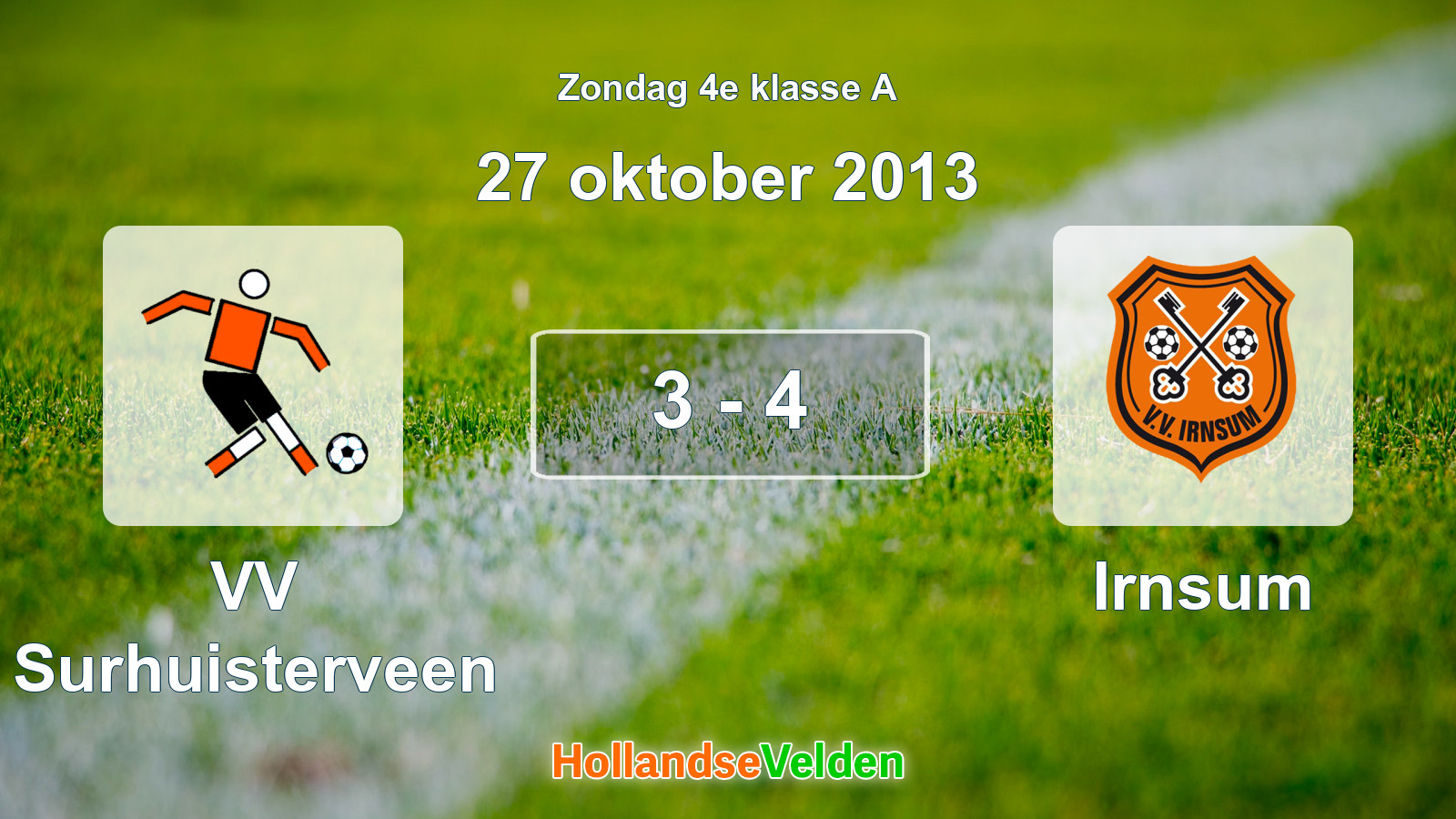 Gespeelde wedstrijd: VV Surhuisterveen - Irnsum 3 - 4 (27 oktober 2013)