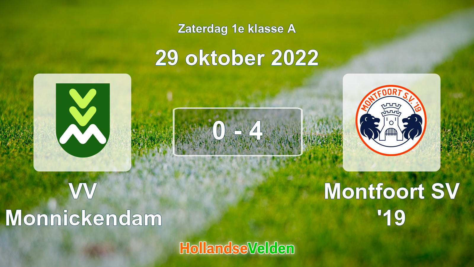 Gespeelde wedstrijd: VV Monnickendam - Montfoort SV '19 0 - 4 (29 oktober 2022)