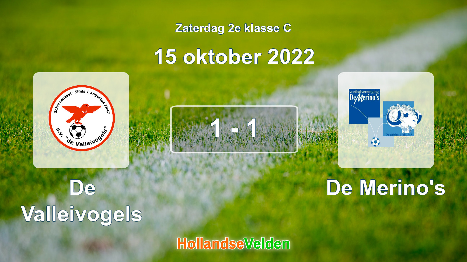 Gespeelde wedstrijd: De Valleivogels - De Merino's 1 - 1 (15 oktober 2022)