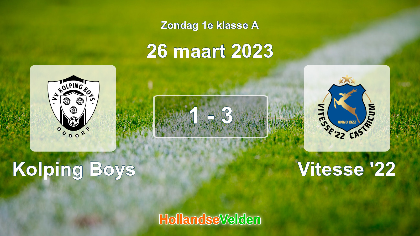 Gespeelde wedstrijd: Kolping Boys - Vitesse '22 1 - 3 (26 maart 2023)