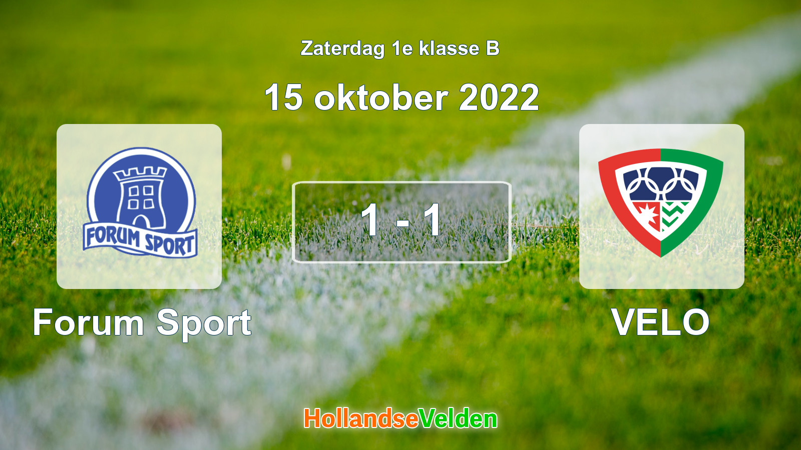 Gespeelde wedstrijd: Forum Sport - VELO 1 - 1 (15 oktober 2022)