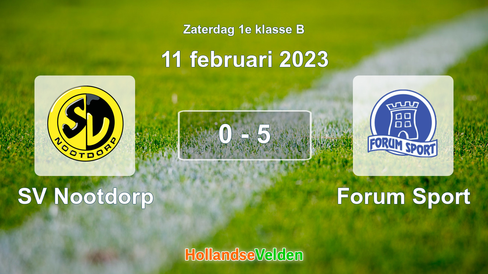 Gespeelde wedstrijd: SV Nootdorp - Forum Sport 0 - 5 (11 februari 2023)