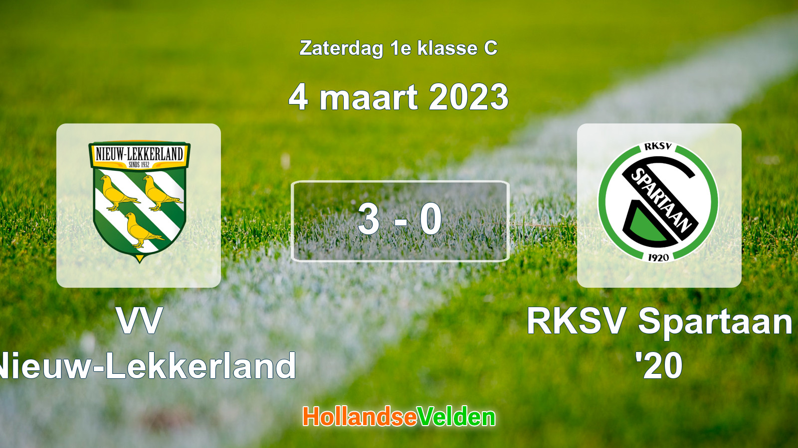 Gespeelde wedstrijd: VV Nieuw-Lekkerland - RKSV Spartaan '20 3 - 0 (4 maart 2023)