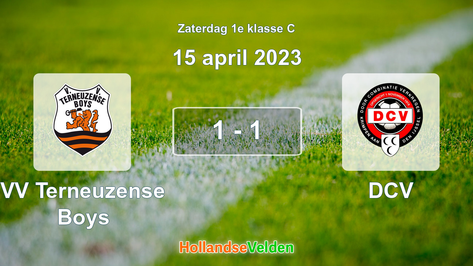 Gespeelde wedstrijd: VV Terneuzense Boys - DCV 1 - 1 (15 april 2023)