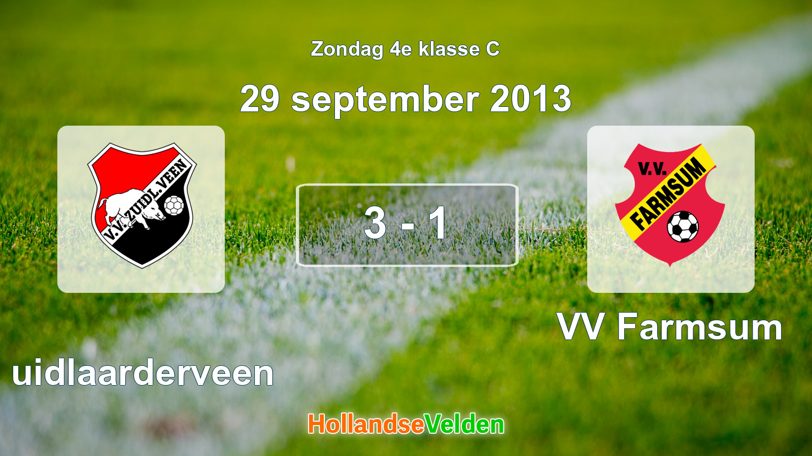 Gespeelde wedstrijd: Zuidlaarderveen - VV Farmsum 3 - 1 (29 september 2013)