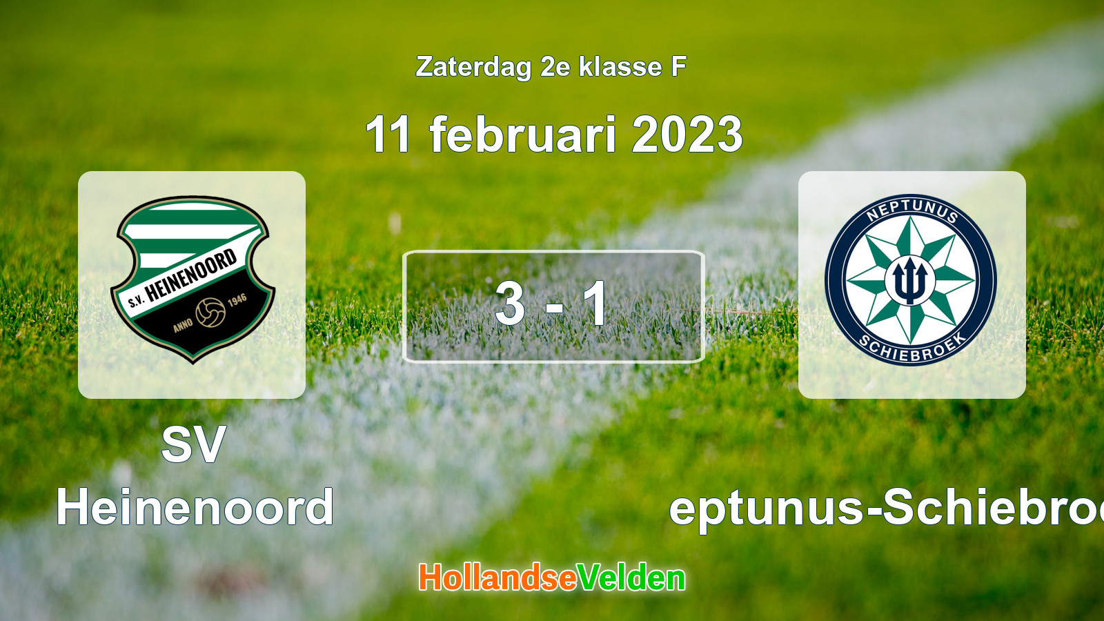 Gespeelde wedstrijd: SV Heinenoord - Neptunus-Schiebroek 3 - 1 (11 februari 2023)