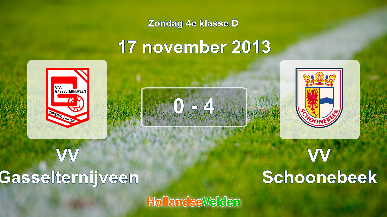 Gespeelde wedstrijd: VV Gasselternijveen - VV Schoonebeek 0 - 4 (17 november 2013)
