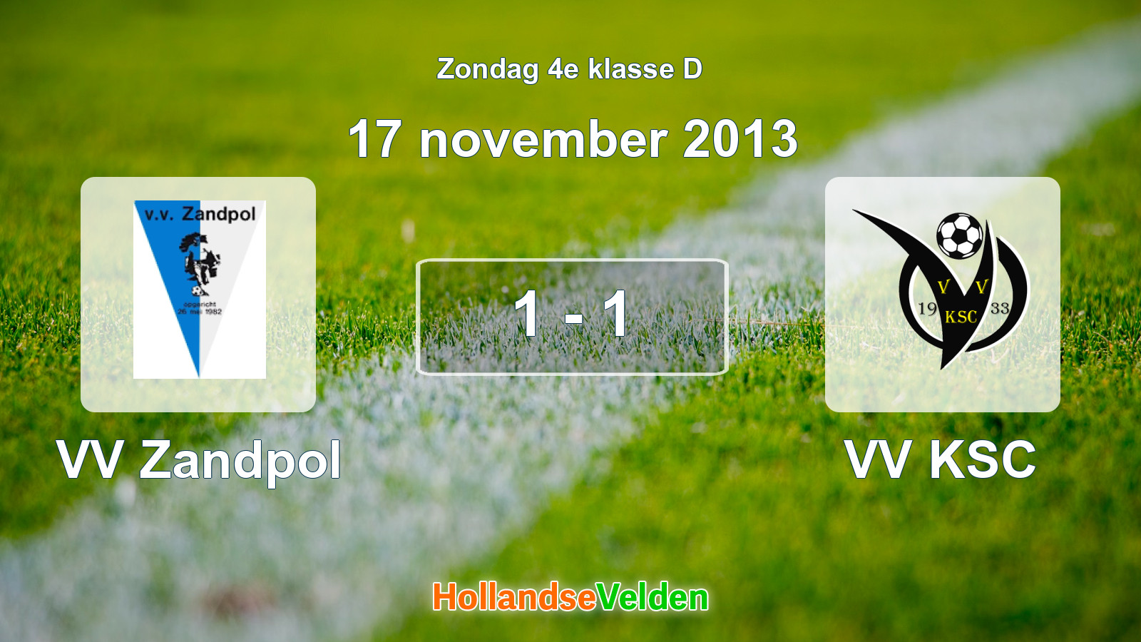 Gespeelde wedstrijd: VV Zandpol - VV KSC 1 - 1 (17 november 2013)