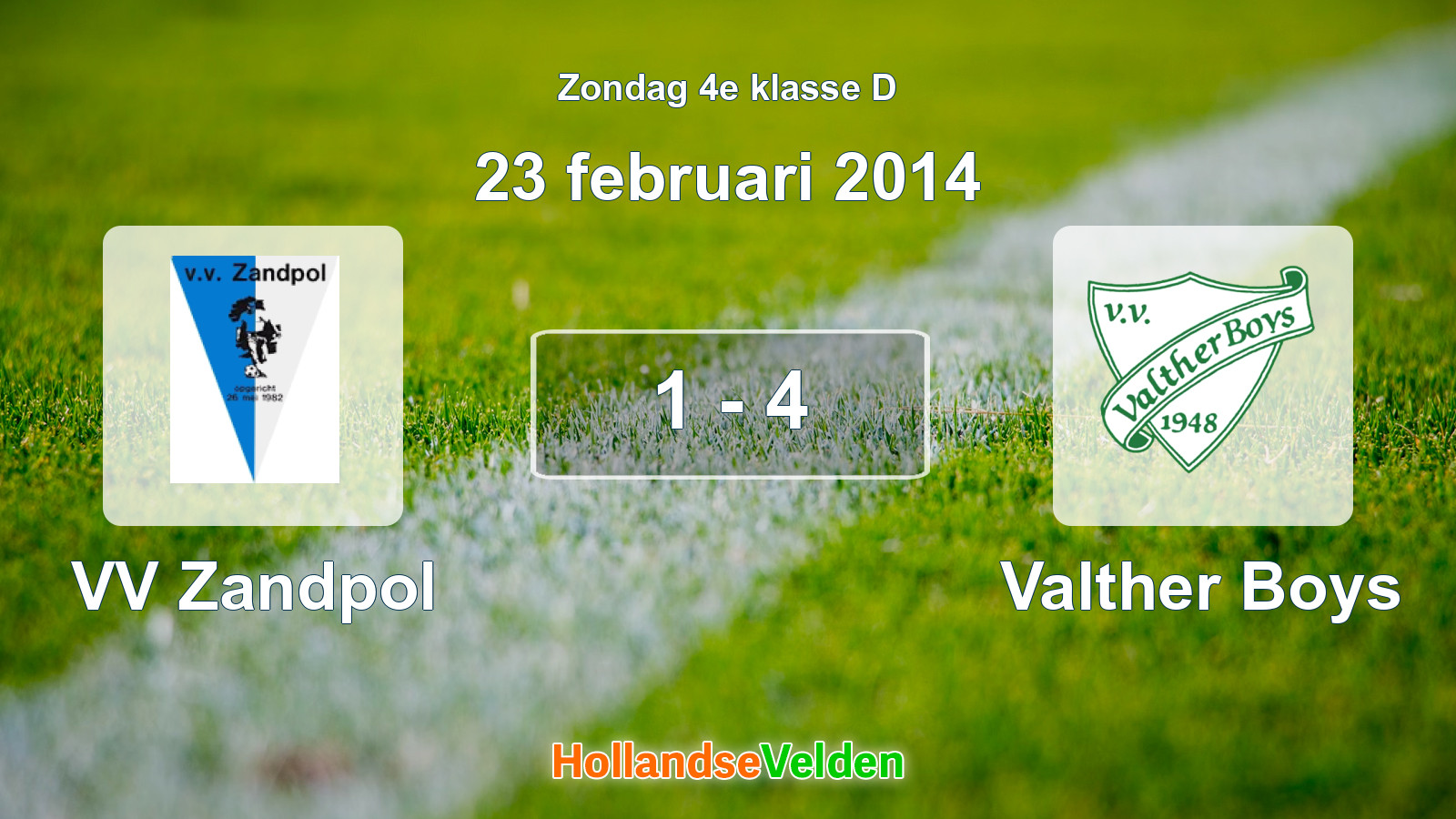 Gespeelde wedstrijd: VV Zandpol - Valther Boys 1 - 4 (23 februari 2014)