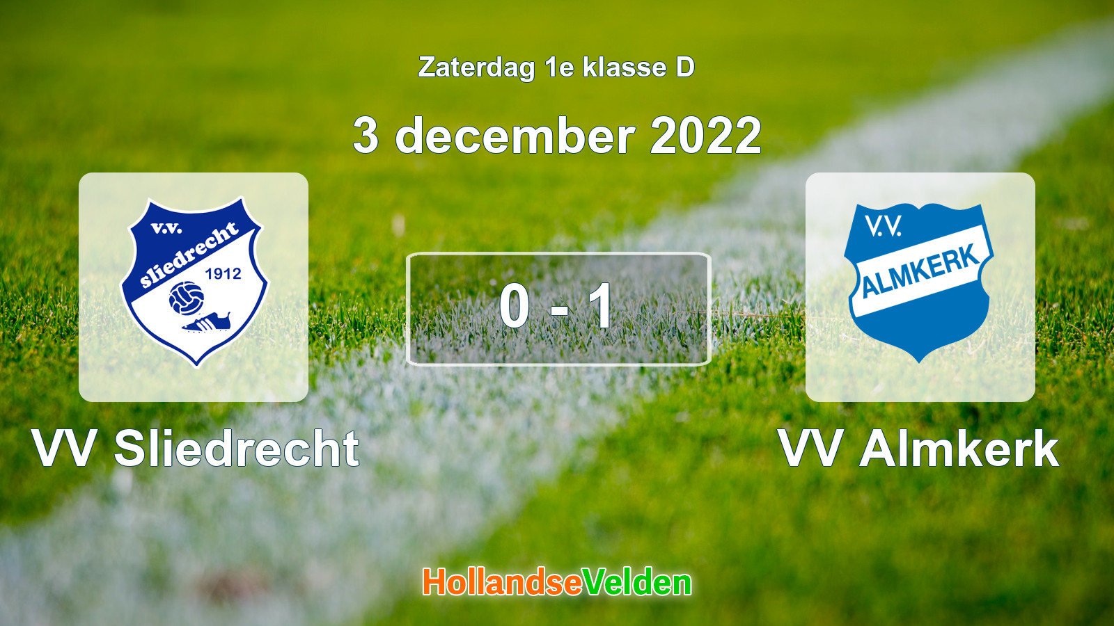 Gespeelde wedstrijd: VV Sliedrecht - VV Almkerk 0 - 1 (3 december 2022)