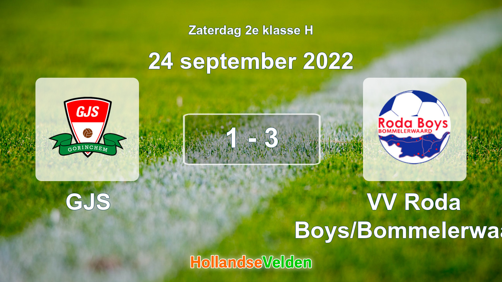 Gespeelde wedstrijd: GJS - VV Roda Boys/Bommelerwaard 1 - 3 (24 september 2022)