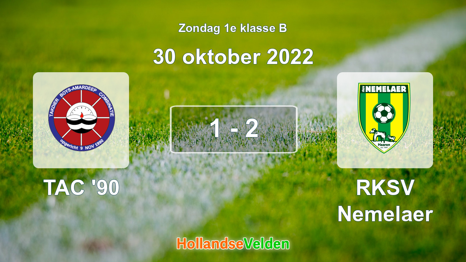 Gespeelde wedstrijd: TAC '90 - RKSV Nemelaer 1 - 2 (30 oktober 2022)