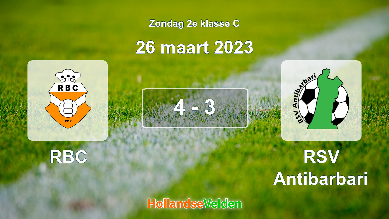 Gespeelde wedstrijd: RBC - RSV Antibarbari 4 - 3 (26 maart 2023)