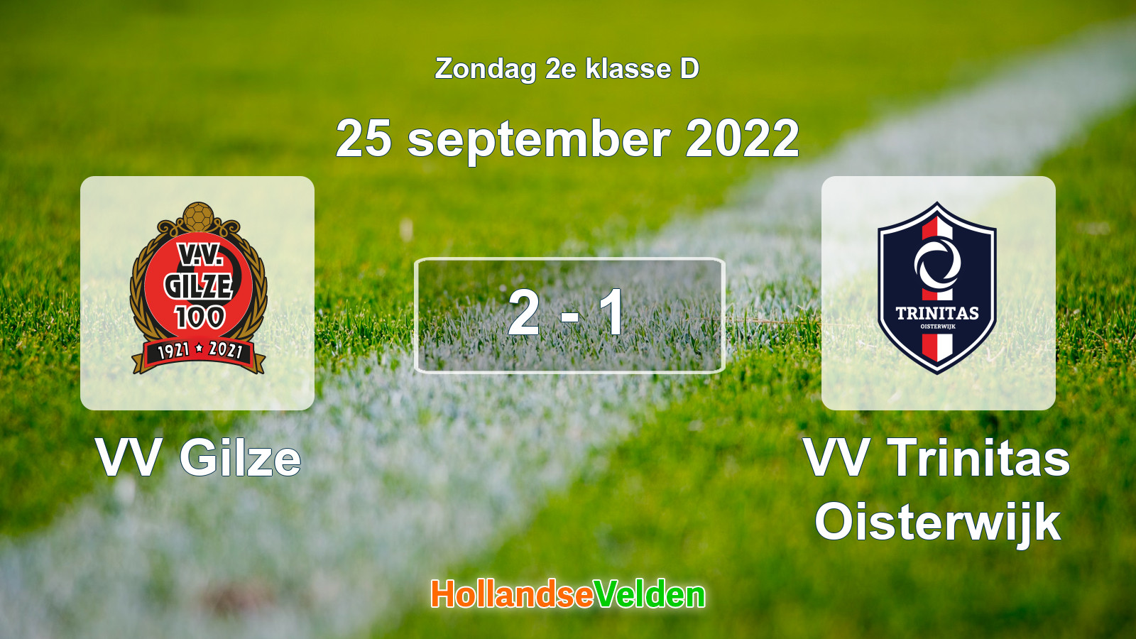 Gespeelde wedstrijd: VV Gilze - VV Trinitas Oisterwijk 2 - 1 (25 september 2022)